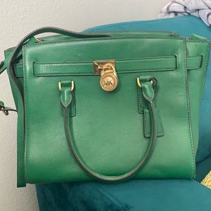 Green leather Michael Kors satchel